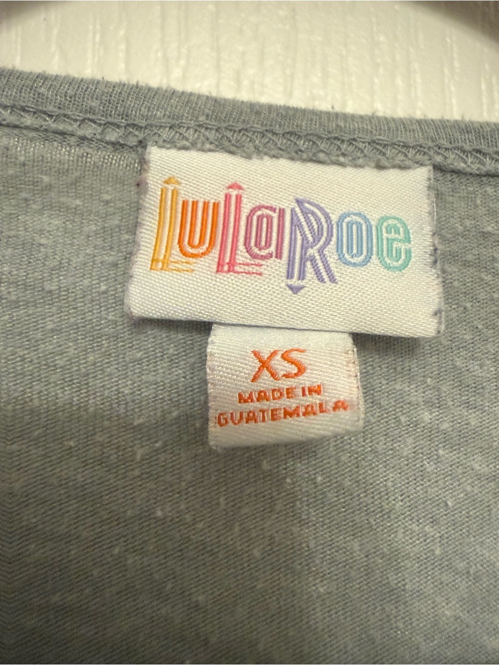 LuLaRoe Randy Raglan Knit Top Gray & Blue Floral Baseball Style Tee Size XS - Picture 3 of 6